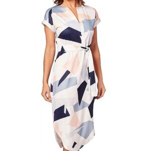 Women's Dresses Summer Floral Geometric Pattern Short Sleeve Midi V-Neck Small